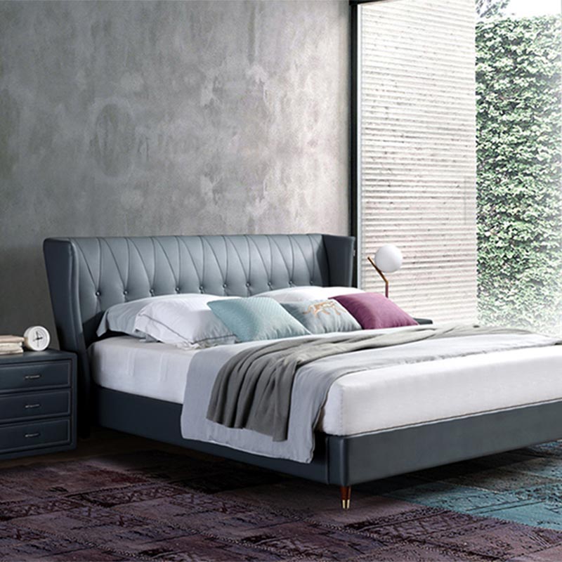 Повністю шкіряне ліжко з масиву дерева